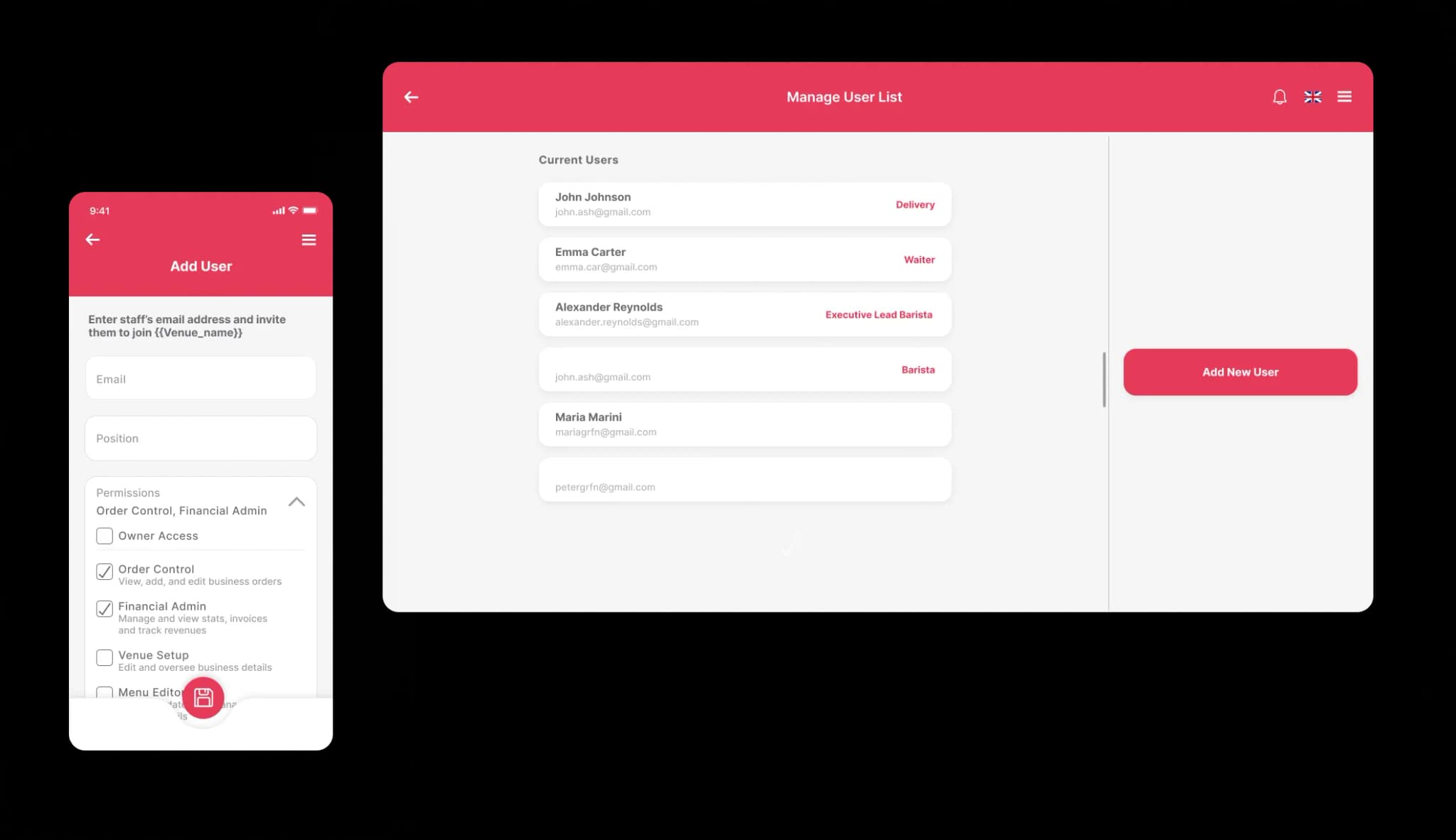 Quickord menu interface showing food categories, items, and ordering options