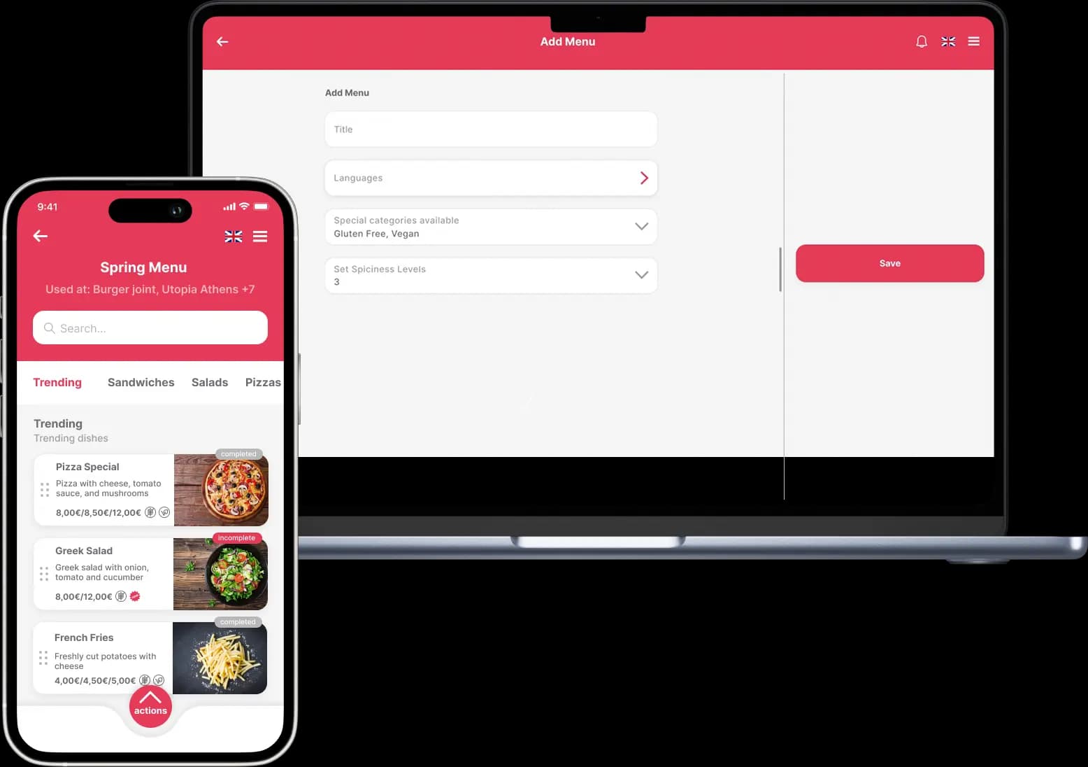 Quickord QR digital menu on a mobile phone