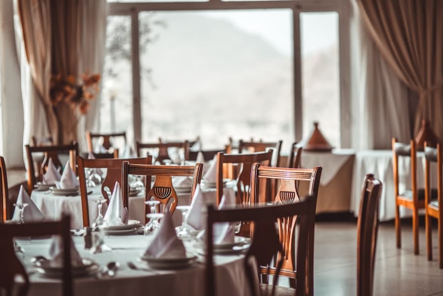 Restaurant table prepared for holiday service